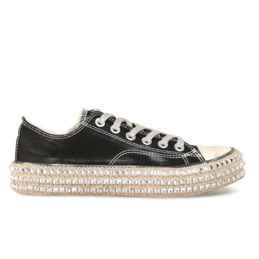 Mi.iM Black and White Sneakers with Studded Platform Sole